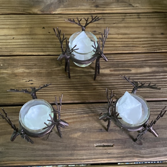 Yankee Candle Rustic Woodsy Triple Twiggy Deer Glass and Metal Votive Holders 🦌 - Picture 6 of 16